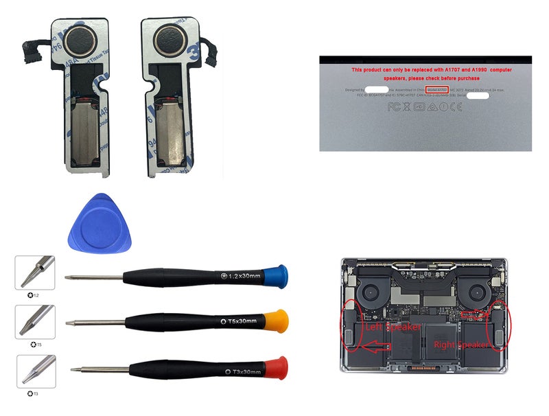 Ittecc Replacement Right and Left Internal Speaker for MacBook pro 15" A1707 2016 2017 A1990 2018 2019 Subwoofer Retina with Touch Bar - Image 4